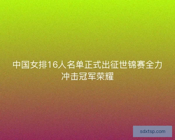 中国女排16人名单正式出征世锦赛全力冲击冠军荣耀